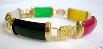 

Natural Mix Colors good jewerly Fortune Luck Link Bracelet jade
