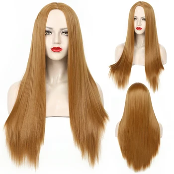 

Long Straight Wig Middle Part Heat Resistant Synthetic Fiber Full Wigs for Woman Wigs Party Cosplay Daily Wig with Roots