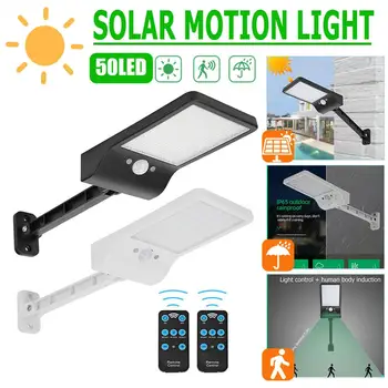 

50LED Solar Wall Lamp PIR Motion Sensor Street Path Light w/Remote Control