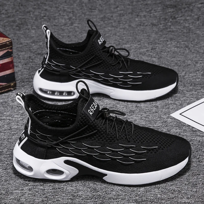 Мужские спортивные туфли дышащие на воздушной подушке плоская подошва