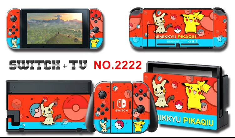 1set New Cute Anime Full Body Sticker for NS Switch Protective Cover Skin Colorful Art for Game Console Joy-Con Controller Decor