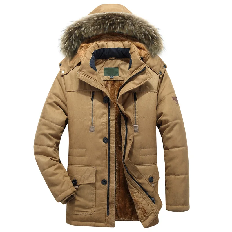 BOLUBAO, зимняя брендовая мужская парка, Мужская одноцветная куртка с капюшоном и несколькими карманами, плюс бархатная Толстая Военная парка, пальто для мужчин - Цвет: Khaki