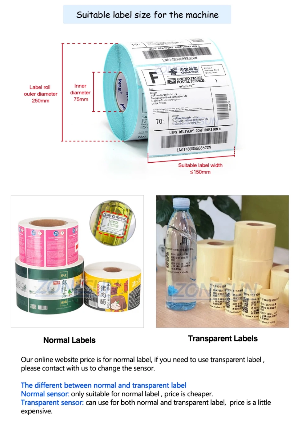 ZONESUN ZS-TB150PB Automatic Flat Surface Labeling Machine