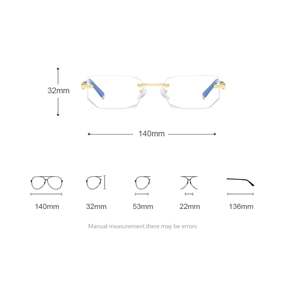 Анти-синий светильник очки для чтения для мужчин и женщин без оправы сплав оправа диоптрий дальнозоркости очки+ 1,0 1,5 2,0 2,5 3,0 3,5 Z273
