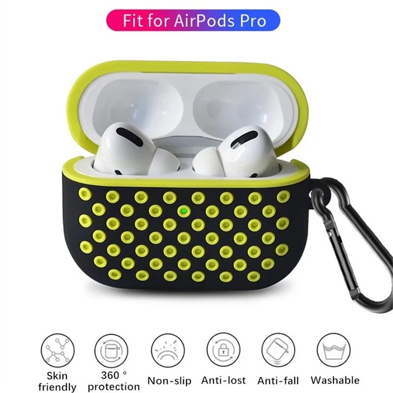 Чехол с крючком для Airpods Pro двухслойный Силиконовый противоударный защитный