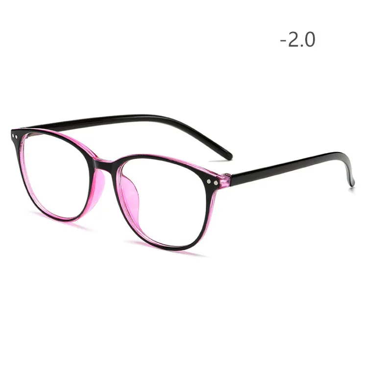 UVLAIK квадратная оправа для очков для близорукости, женская и мужская оправа, близорукая оправа с градусом-1,0-1,5-2,0-2,5-3-3,5-4,0 - Цвет оправы: Светло-фиолетовый