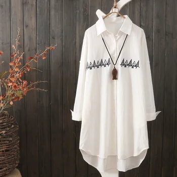 

Chinese Printing Blouse Women Fashion The New Plus Size Women Shirts Casual Embroidery Koszula Damska Women's Clothing YY50WB