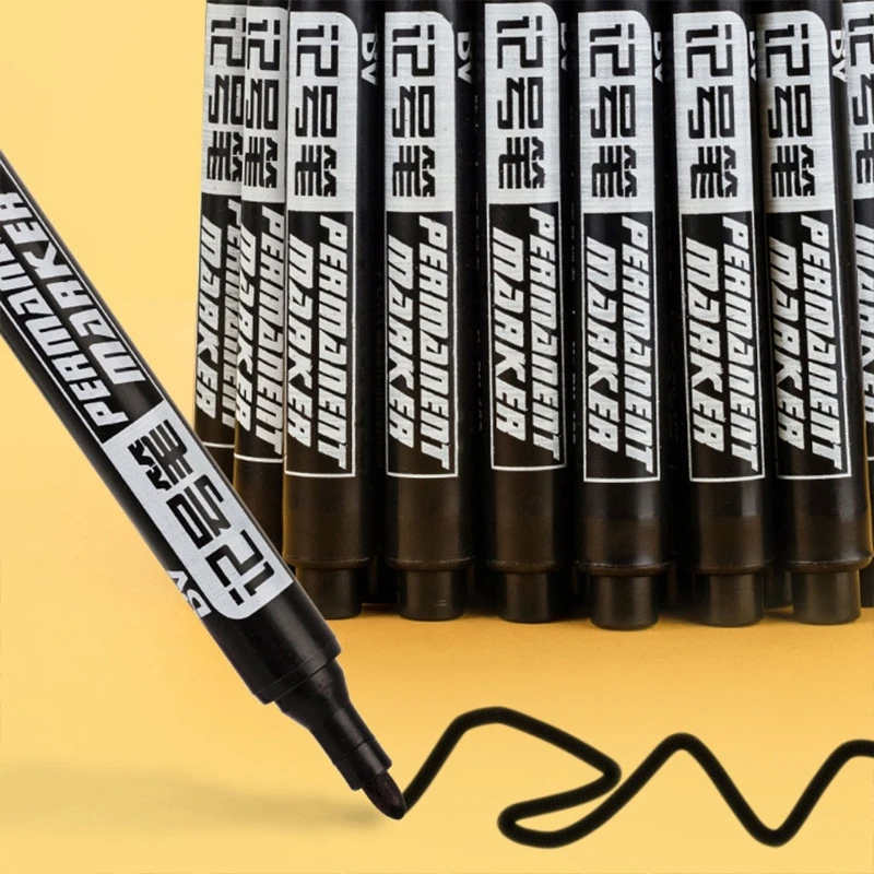 10 Pcs Oily Non-Erasable Waterproof Markers Brush Pen Sketch Based Markers Drawing Pens Art Supplies Designer Paint Pen