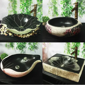 

Creative Art Wash Basin Household Antique Rectangular Wash Basin Bathroom Above Counter Shampoo Sinks Embossed Shampoo Sinks