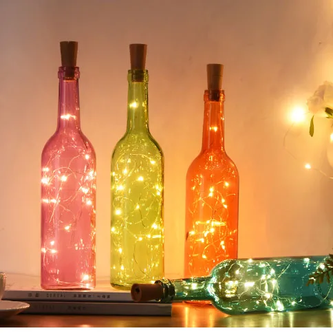 Baterias incluídas 10 peças 1m 2m lâmpadas de led corda rolha de luz garrafa de vinho decoração para festa de casamento luzes lâmpada