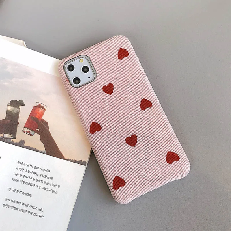 LOVECOM милый вельветовый тканевый чехол для телефона с сердечком для iPhone 11 Pro Max XS Max XR 6 6S 7 8 Plus X Простой пушистый мягкий чехол-накладка - Цвет: Pink