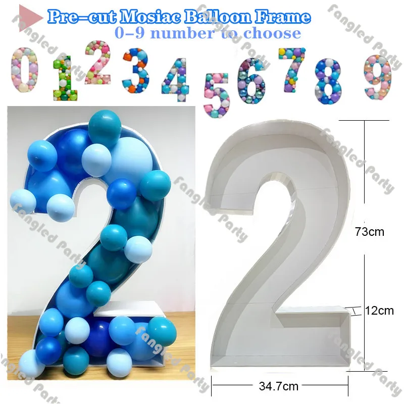 73Cm Palloncino Mosaico Cornice Palloncino Numero Stand 0-9 Fai Da Te Palloncino Scatola Di Riempimento Stand Per Feste Palloncino Modello Decorazioni