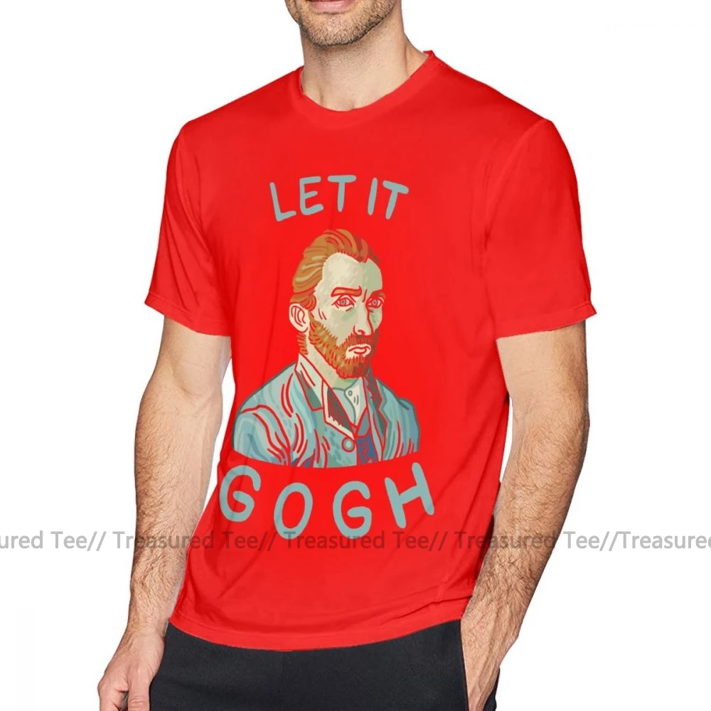 Футболка для художника Let It Gogh, Мужская футболка 5x, Модная хлопковая забавная футболка с графическим рисунком и коротким рукавом - Цвет: Red
