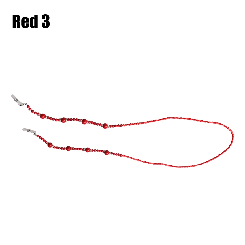 Red 3 SOOLALA, бирюзовая цепочка для солнцезащитных очков, шнурок, шнурок, нескользящий шнур для очков, цепочка для очков, бусины Brillen Koord в подарочной упаковке - Цвет: Red 3