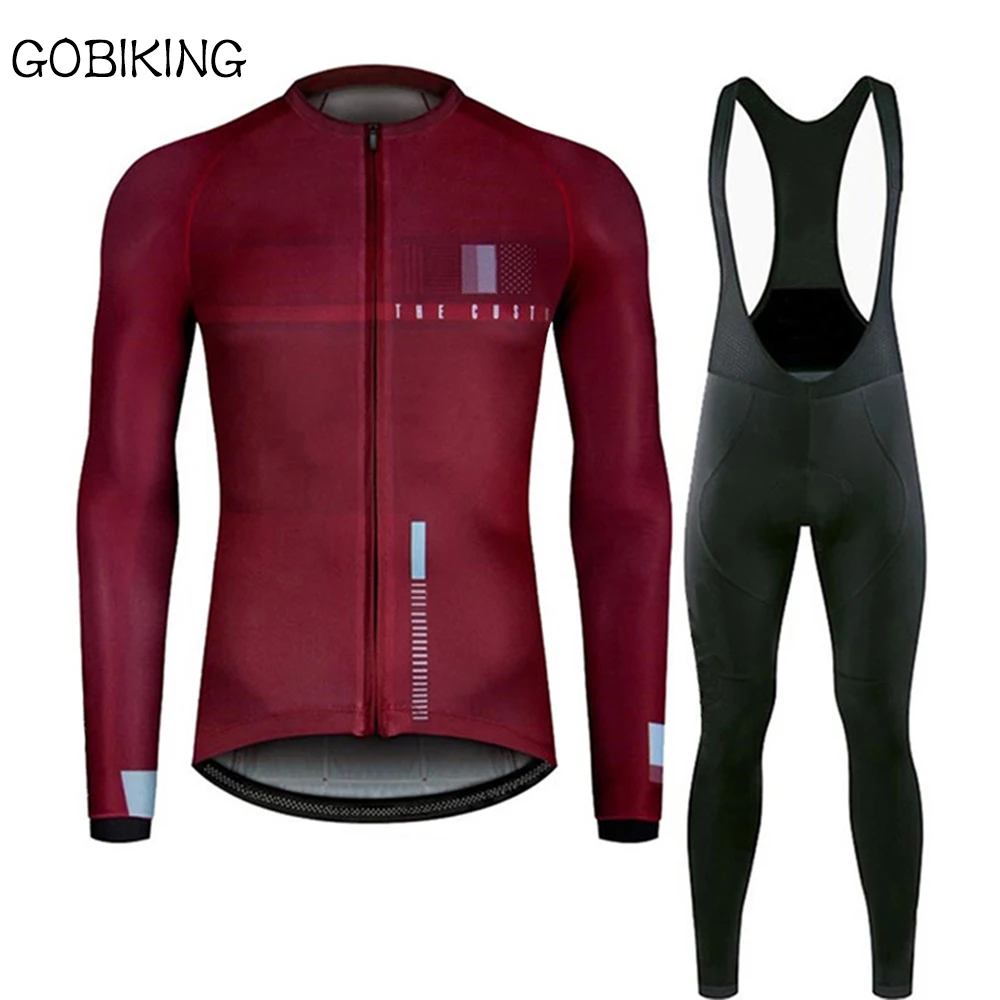Новинка Gobiking, гоночная термо флисовая футболка с длинным рукавом для велоспорта, Мужская велосипедная майка, шорты для велоспорта, Джерси, completo ciclismo invernal