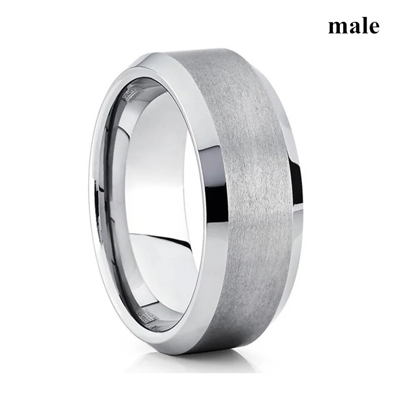 

FDLK Mens Simple Fashion 8mm Matte Alloy Ring Engagement Wedding Band Ring Couple Jewelry
