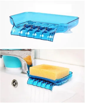 

1PC Waterfall Soap Holder Non Slip Soap Box Toilet Shower Tray Draining Rack Bathroom Gadgets Home Kitchen Sink Sponge Holder