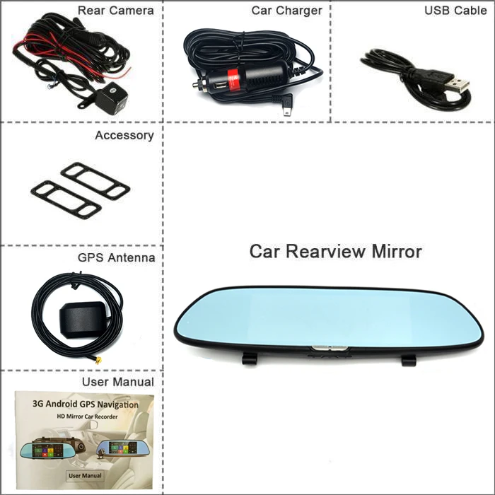 " сенсорный экран зеркало заднего вида Dash Cam 3g Автомобильный видеорегистратор gps авто регистратор навигация видео рекордер Bluetooth wifi двойной объектив камера