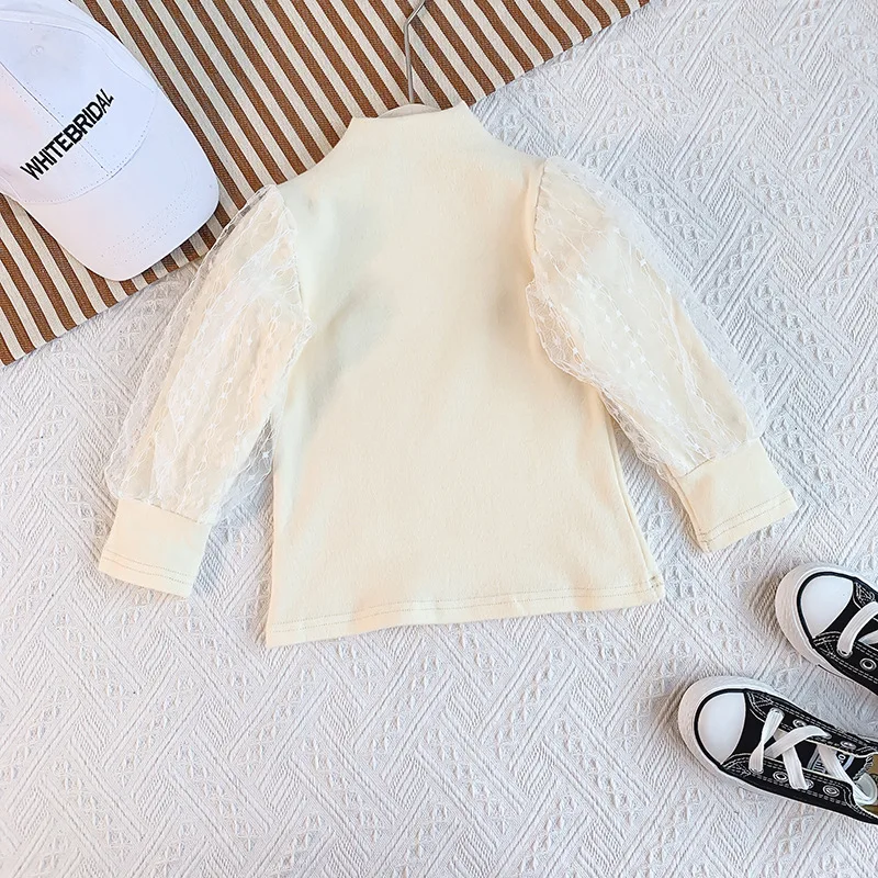 Baby Girl Toddler Kids Ruffle Long Sleeve Tops Tee Shirt Clothes Solid Color Patchwork T-shirt Autumn Winter Girls 2-7Y