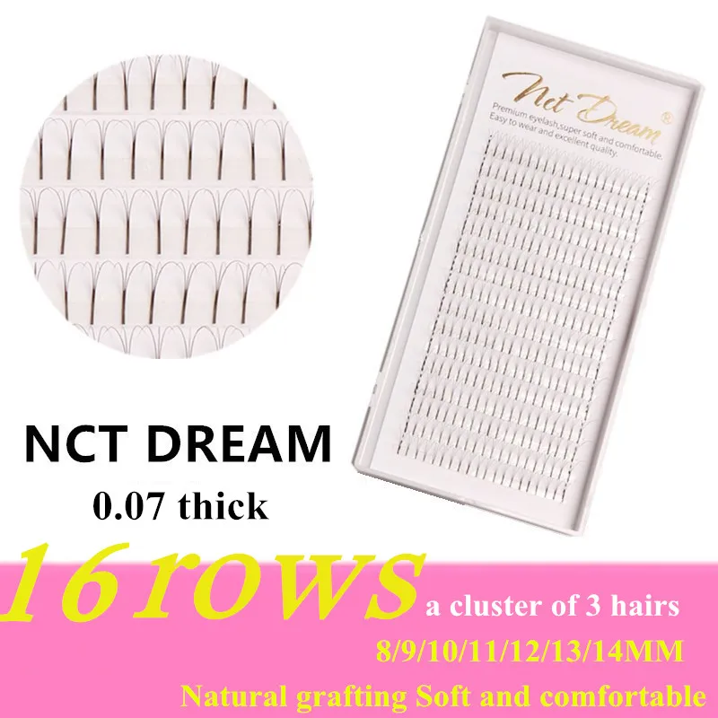 NCT DREAM Индивидуальные ресницы, C/D Curl 0,07 мм 8-14 мм накладные ресницы для наращивания ресниц длинные натуральные Поддельные ресницы 3-корней