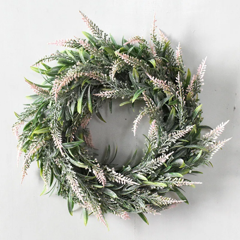 Рождественский венок в скандинавском стиле, Новогодняя гирлянда, искусственное растение для свадебного украшения, украшение двери, подвеска, травяное кольцо