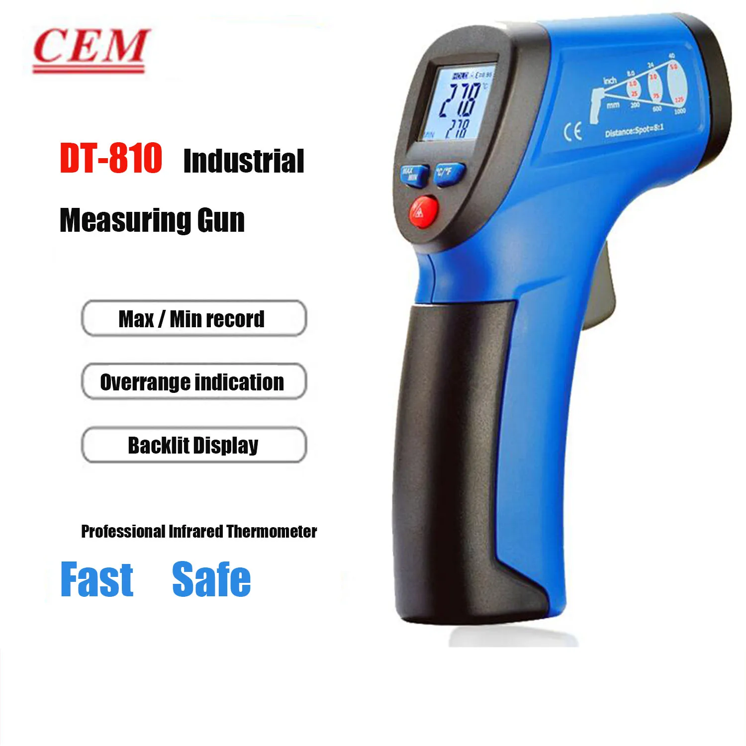 

CEM DT-810 DT-811 DT-812 Industrial Infrared Thermomete Point Thermometer Electronic Detector Temperature Gun Household,New.