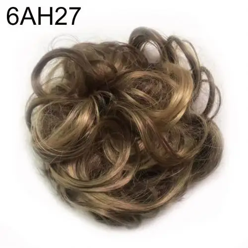 Кудрявые резинки шиньон женские волосы пучок для наращивания волнистые кудрявые грязные парик Свадебные невесты эластичные шиньоны для волос пучок конские хвосты - Цвет: 6AH27