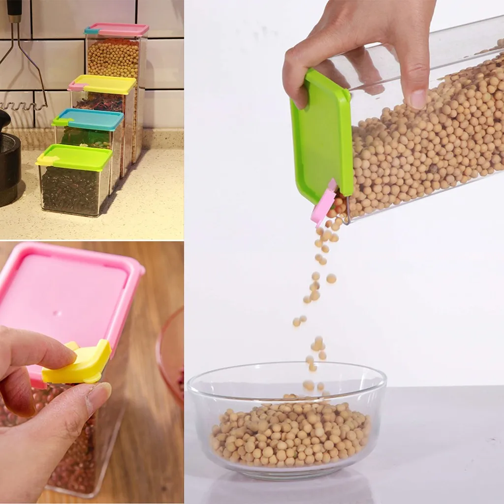 

1PC Plastic Food Storage Lattices Sealed Crisper Grains Tank Storage Kitchen Sorting Food Storage Box Container Dropshipping