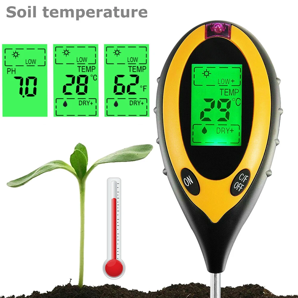 4 In 1 Digital Ph Meter Ph Tester Soil Water Moisture Test Meter Kit