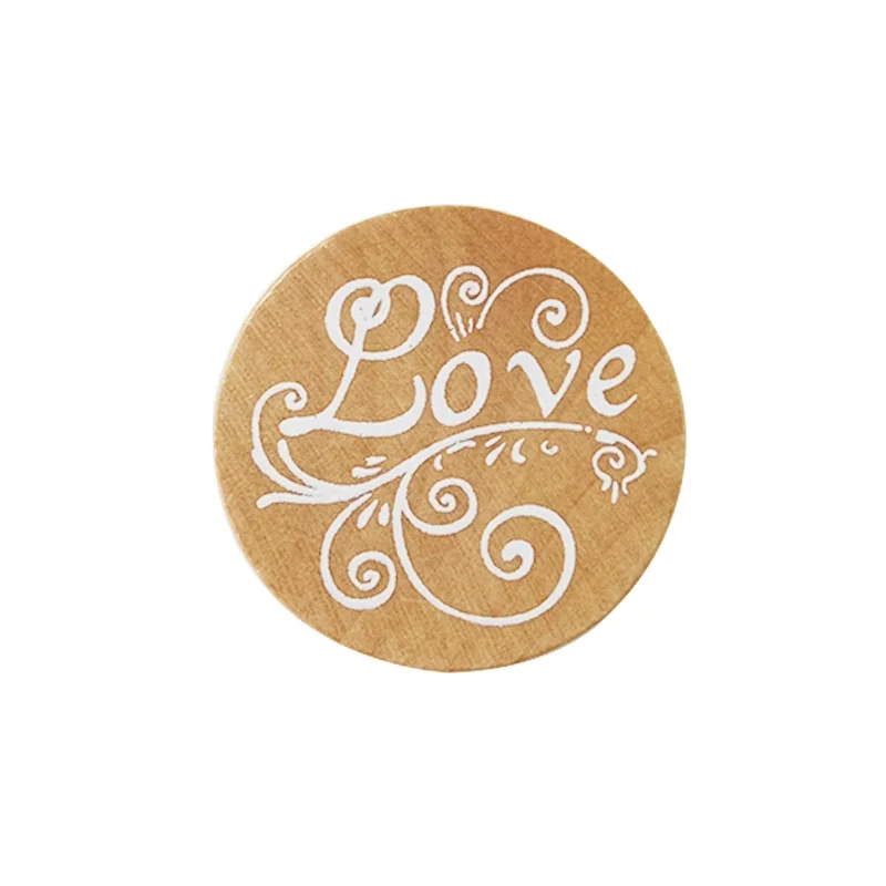 Love 1 шт./лот, прекрасный круглый штамп желаний, деревянный резиновый штамп, цветочный узор, штампы удачи - Цвет: Love