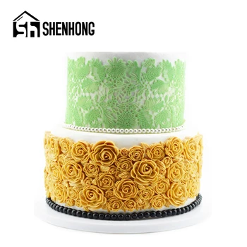 

SHENHONG Border Decorate Mould Flower Leaf Silicone Fondant Cake Mold Wedding Birthday Party Pastry Rose Petal Paste Sugar Craft
