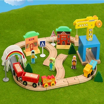 

Educational Diecast Car Train Puzzle Wooden Track Railway Magnetic Train Set Compatible With All Major Brands Of Wooden Tracks