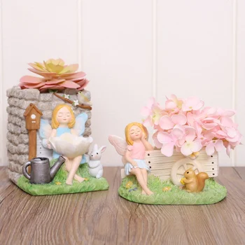 

Resin Succulent Plants Flower Pot Creative Flower Fairy Shape Indoor Decorative Planter Cactus Bonsai Pots Home Garden Decor