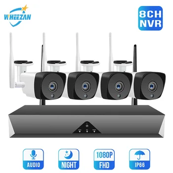 

Wheezan Wireless Security Camera System CCTV Wifi 8CH 1080P Video Surveillance Home camera Outdoor 4CH Audio H.265 IP NVR kit