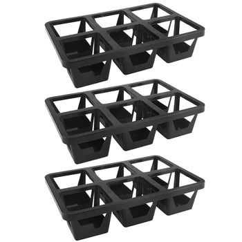 

3Pcs 6 Grids Plastic Flowerpot Tray Stand Square Succulant Holder Bracket Carrier Water Storable Breathable Plant Pot Planter Su