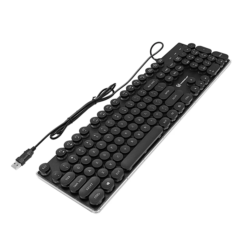KINGANGJIA JK-705 Проводная USB клавиатура Радужная светящаяся панк Хрустальная круглая шляпа клавиатура Проводная клавиатура