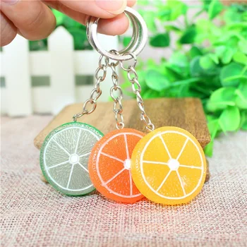 

200pcs Cute Resin Fruit Key Chains Apple Slices Key Rings Lemon Slices Key Chains for Gifts WB2603