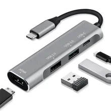 4 в 1 USB C концентратор адаптер с тип-c 4K HDMI USB 3,0 2,0 питания зарядная док-станция