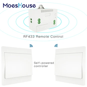 

RF433 Wireless Switch No Battery Remote Control Wall Light Switch Self Powered No Wiring Needed Wall Panel Transmitter.