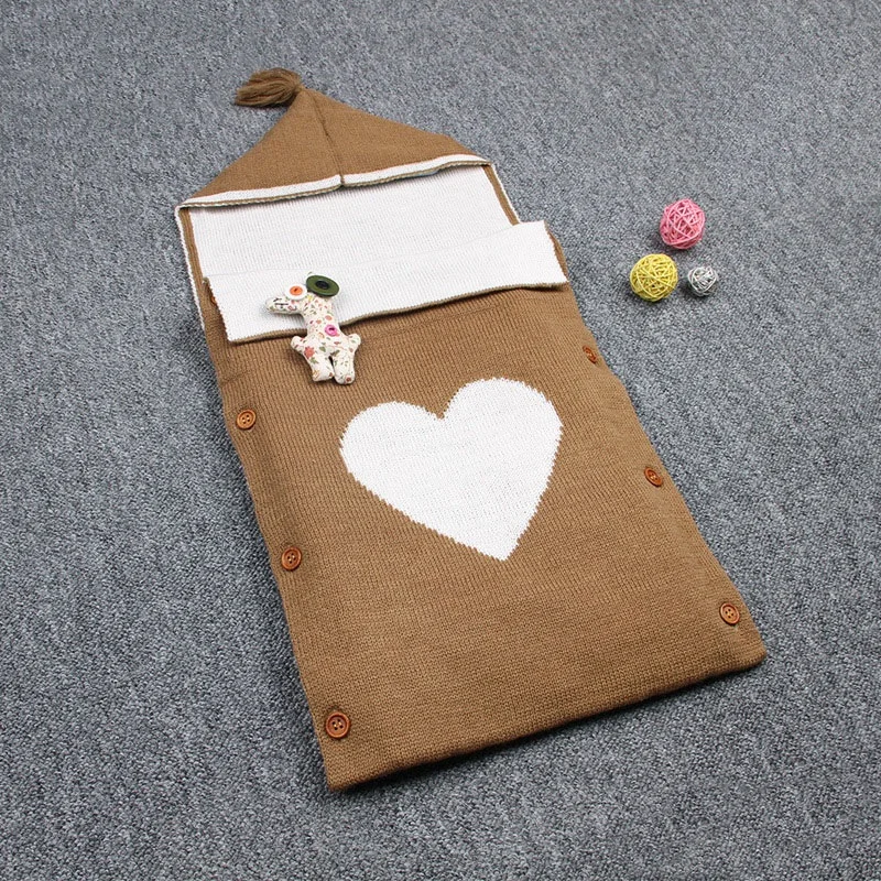 MOTOHOOD  knitted Baby Sleeping Bags Winter For Stroller Cute Heart Envelopes baby slaapzak Newborn Baby Sleep Sack (8)