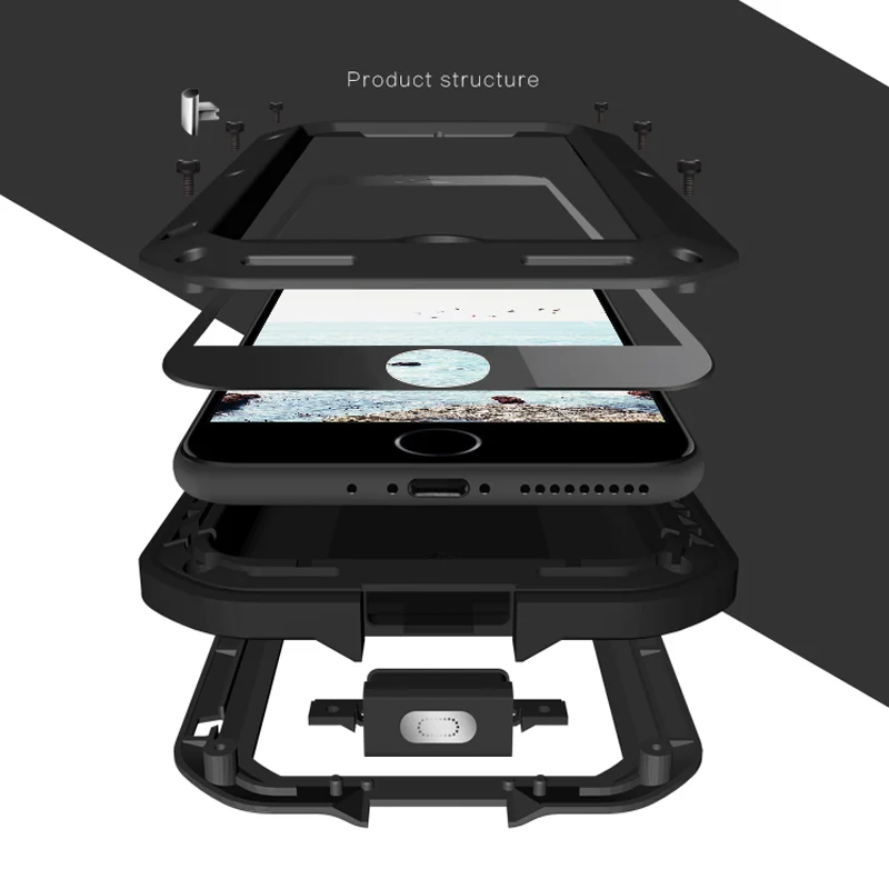 Love Mei для Apple iPhone 7 8 чехол противоударный Gorilla glass экран полный корпус сверхмощный защитный чехол для Apple iPhone 8 Plus чехол