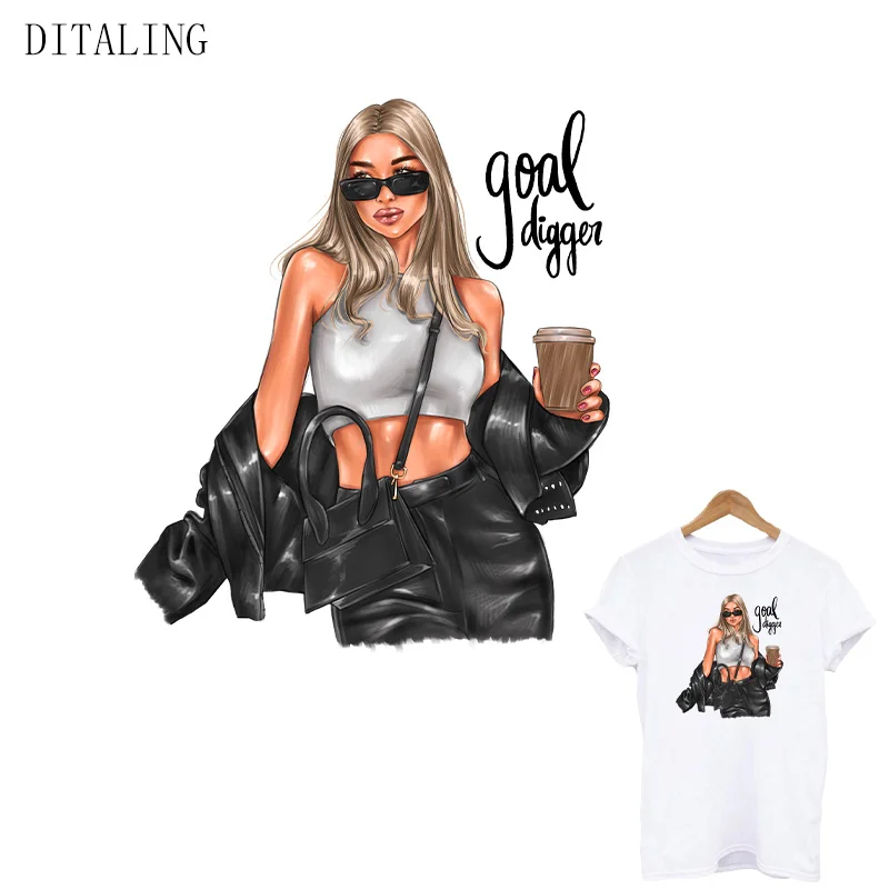 Fashion Girl Patch On Clothing Thermal Sticker Diy Washable Tshirt