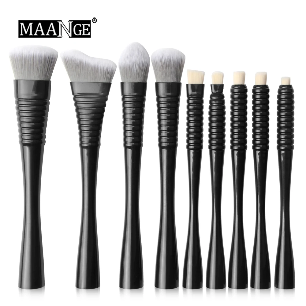 9 pcs Brushes Only B MAANGE 5/7/9 шт. набор кистей для макияжа, тонкая талия, пудра для макияжа кисточки Красота помада тени для век набор косметических инструментов кисти для макияжа - Handle Color: 9 pcs Brushes Only B