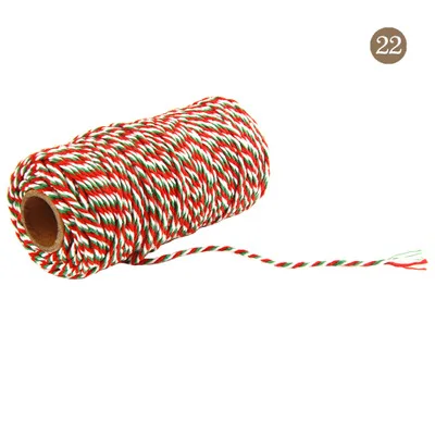 100 м DIY витые шнуры, Подарочные Упаковочные аксессуары, украшения, Свадебная вечеринка, домашний Crad, двойной цвет, хлопковый шпагат Бейкера, веревка - Цвет: 22
