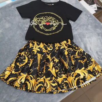 

2020 new kids shirt + skirt two-piece set fashion party, beautiful flower skirt