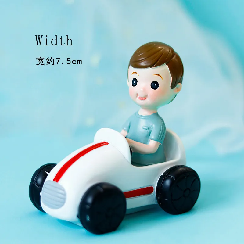 Resin car boy Розовый синий резиновый автомобиль торт Топпер для детского душа день рождения Декор самолет лук девушка десерт выпечки принадлежности свадьба любовь подарок - Цвет: Resin car boy