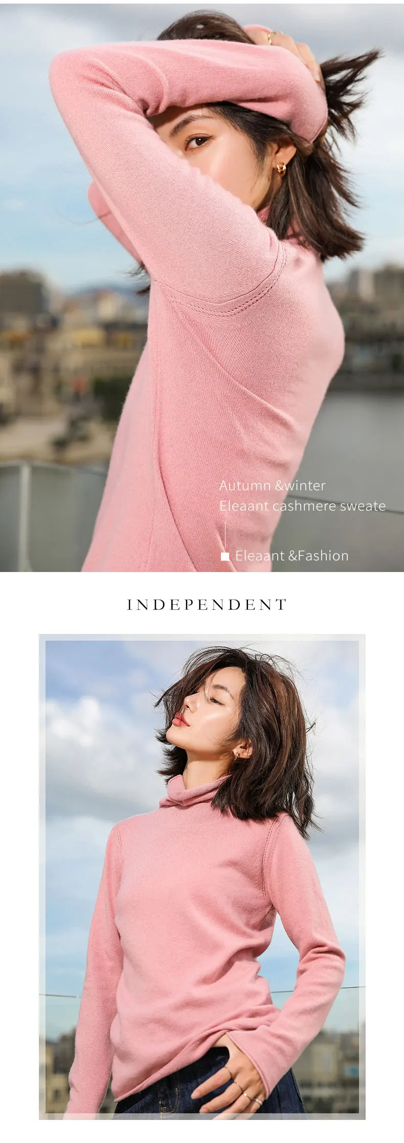 Septass White Women's Turtleneck Sweater Goat Cashmere Pullovers Autumn Winter Warm Long Sleeve Knitted Top Female Jumper