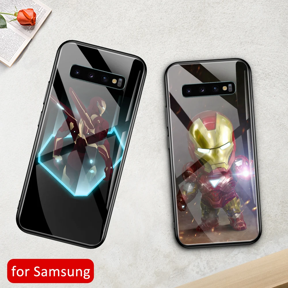 For samsung s10 plus case Glass back cover Marvel ironman for Samsung Galaxy S8 S9 S10 S20 Note 8 9 10 S10e ultra |