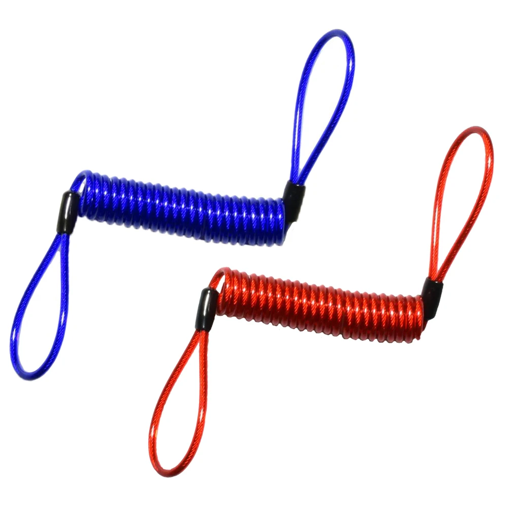 Blue&Red Combo - 150cm Alarm Disc Lock /Security Spring Reminder Cable for Motorcycle Ebike