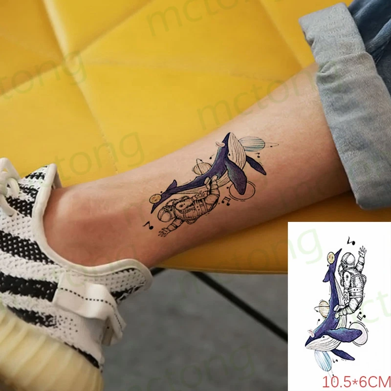 

Waterproof Temporary Tattoo Stickers Women's Whale Astronaut Planet Note Body Art Tattoos Fake Tatto Flash Tatoo for Men kids